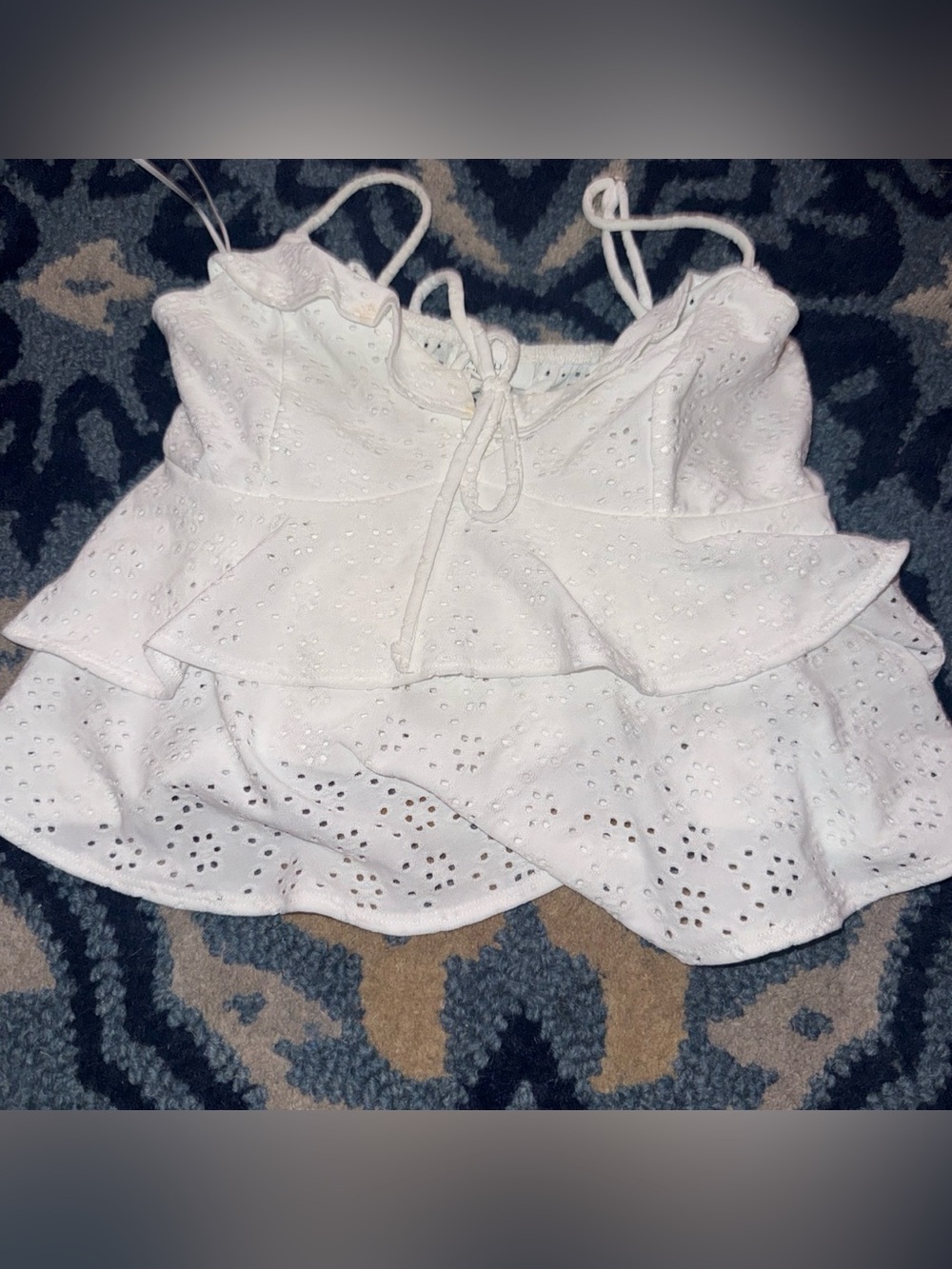 iris White Eyelet Cami with Ruffle Hem